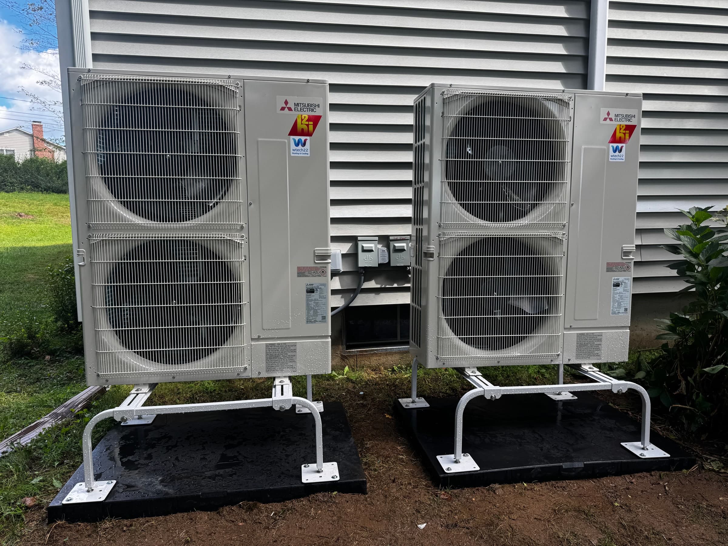 Mitsubishi Hyper Heat heat pump outdoor units installed in Connecticut